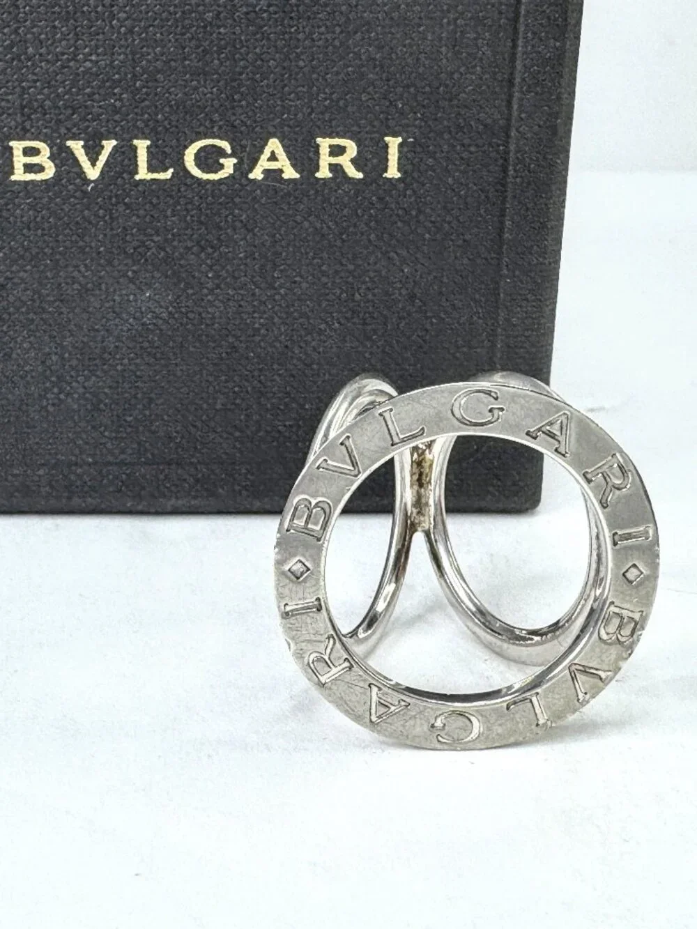 Vintage Bvlgari Sterling Silver Scarf Link authentic with box GS869